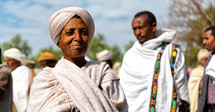people at a market for a celebration in Ethiopia 