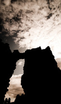 silhouette of a wall from castle ruins