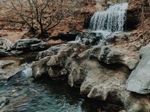 cascading waterfall over rocks 