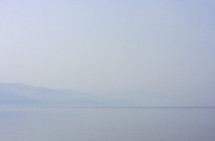 Misty sky and sea - early morning at the Dead Sea, Israel with Breakforth Israel tour group.