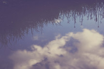 reflection of clouds on pond water 