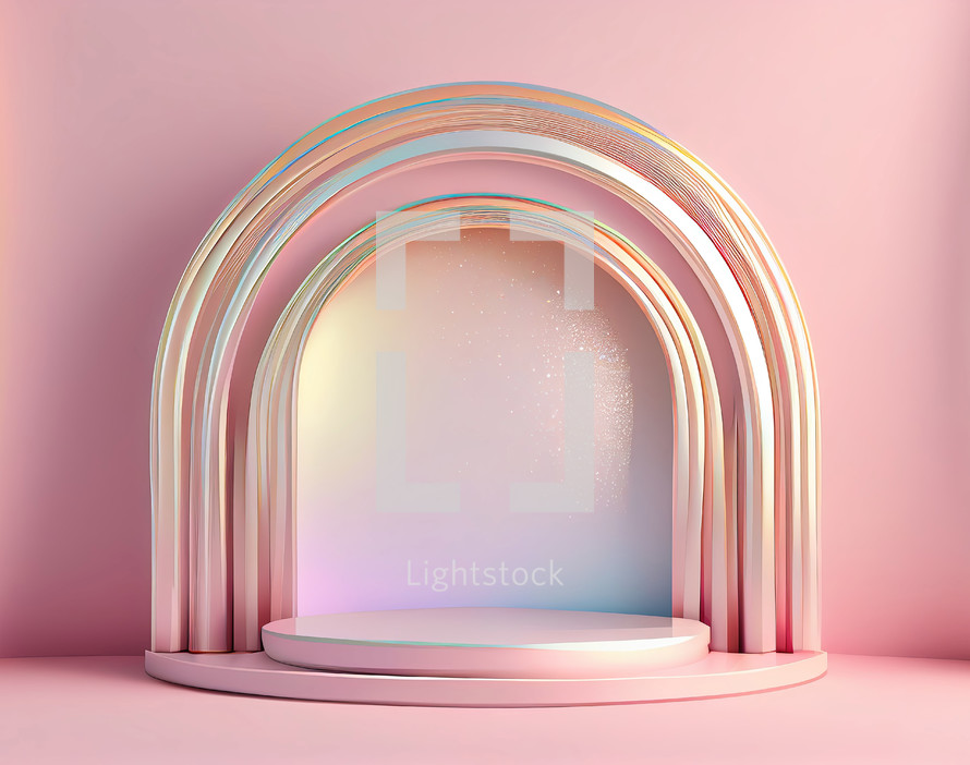 pink abstract 3d podium illustration with pedestal for displaying products