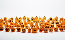 Halloween pumpkins isolated on white background with copy space for text