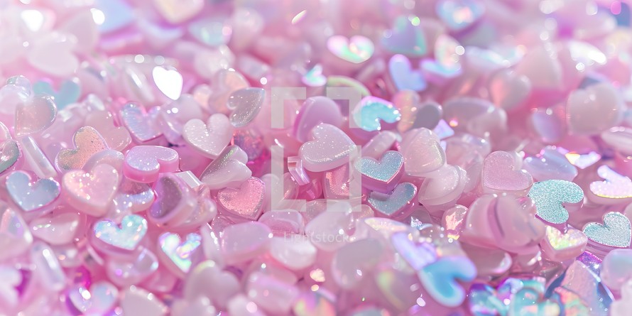 Pink and blue hearts confetti background. Valentine's Day background.