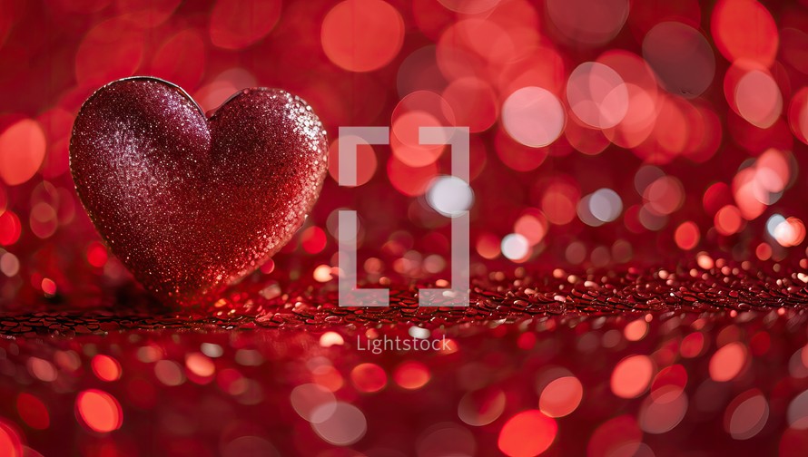 Red heart on bokeh background, valentine's day