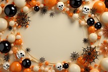 Halloween background with space for text. 3d illustration. Top view.