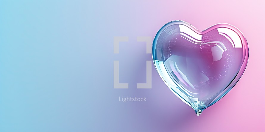  Transparent Glass Heart on Gradient Background
