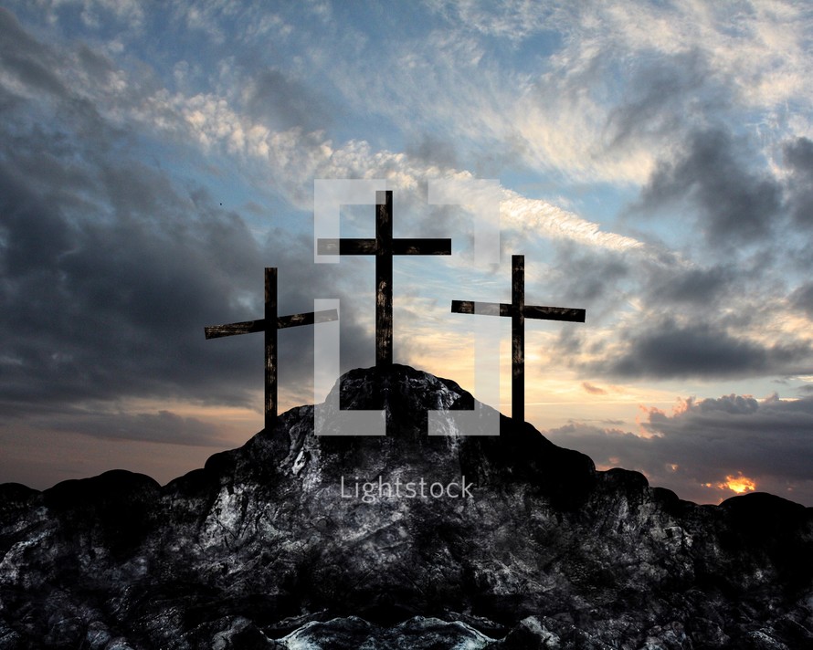 three crosses on a hill