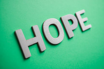 hope word on the green background
