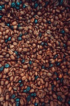 coffee roasted beans background, raw coffee