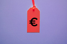 euro symbol on the red price tag