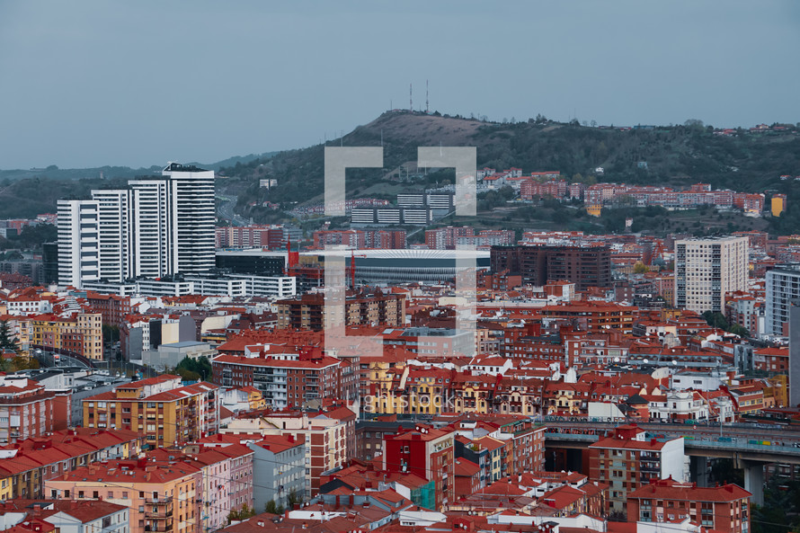 aerial view of Bilbao city, basque country, Spain. travel destination