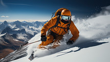 Freeride skier in high mountain
