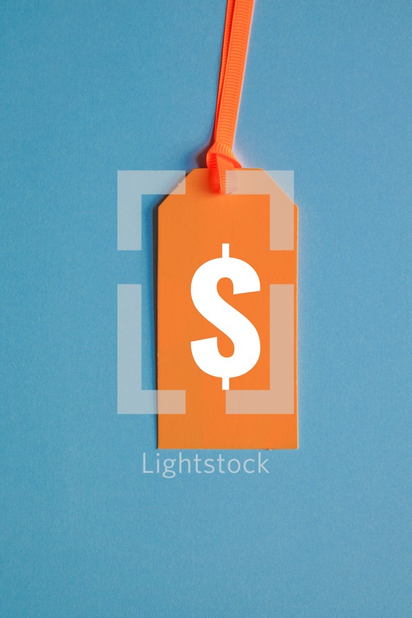 dollar symbol on the orange price tag