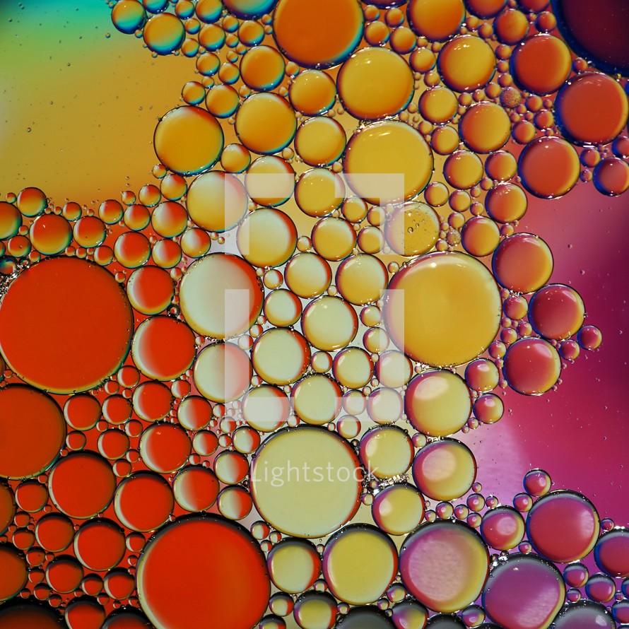 colorful oil circles on the water, multi colored background