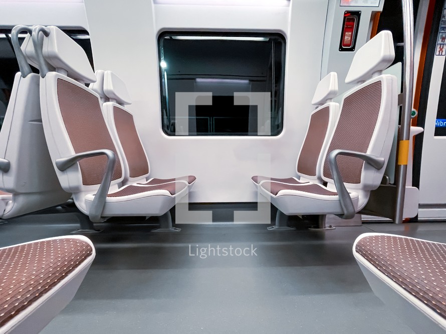 empty seats in the train car, mode of transportation