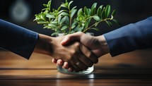 Professional Business Handshake in Office Setting