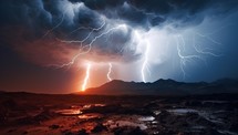 thunderstorm with lightning in the sky