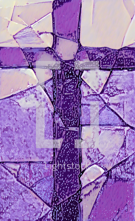 Purple stained glass cross - combo of my cross, AI input and further editing