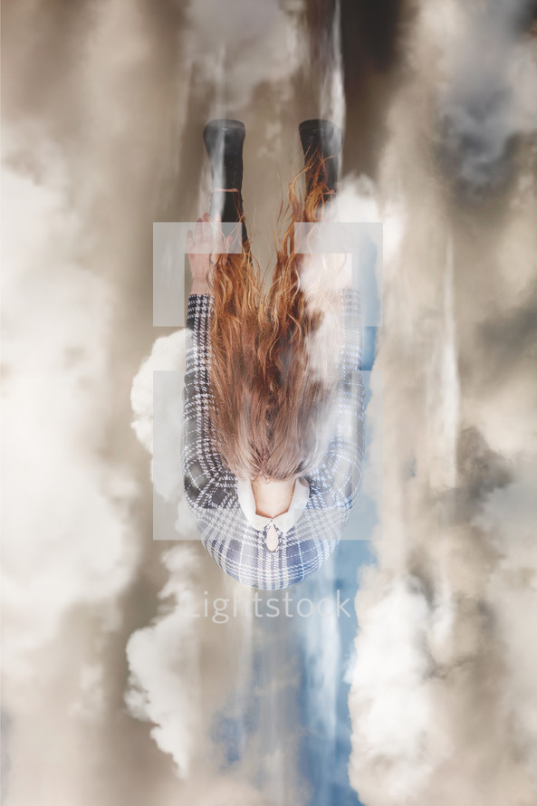 girl falling helplessly through sky - needing the Lord