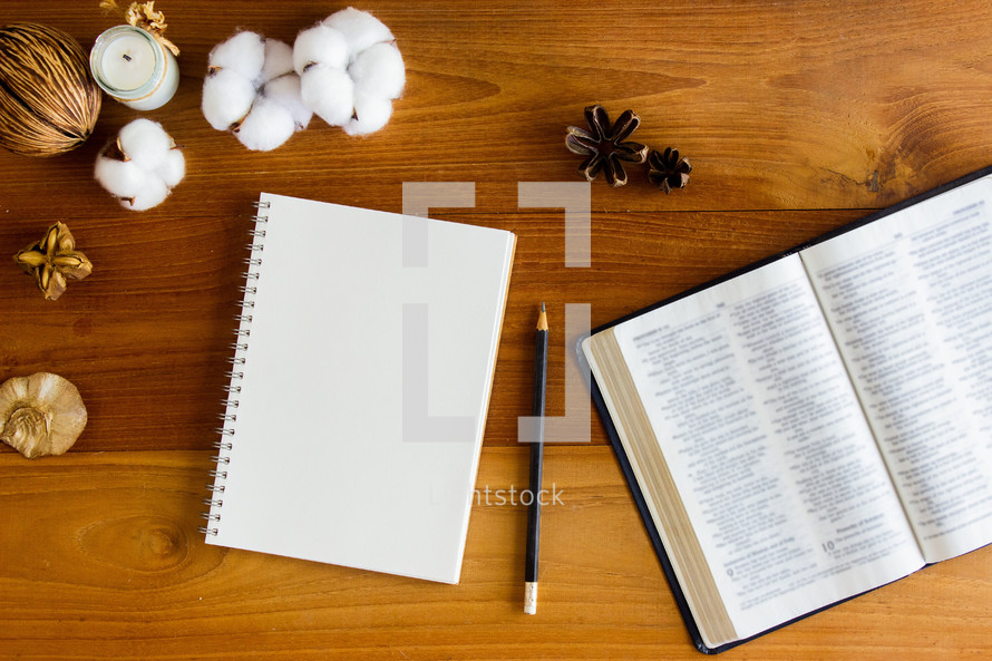journal and opened Bible 