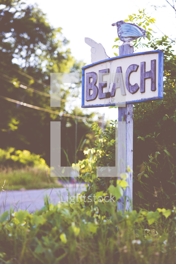 wooden Beach sign 