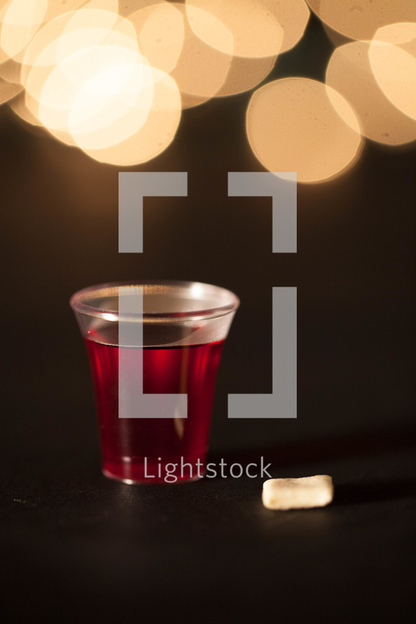 Communion cup and wafer at Christmas time
