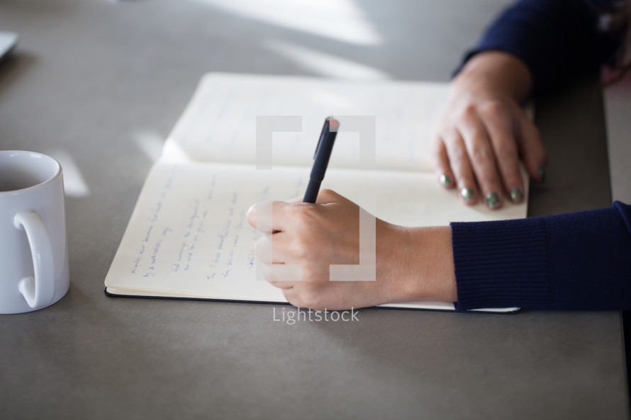 businesswoman writing in a notebook 