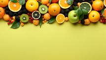 Assorted Fresh Fruits on a Vibrant Yellow Background