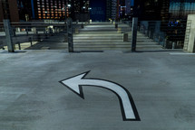 arrow in a parking garage 