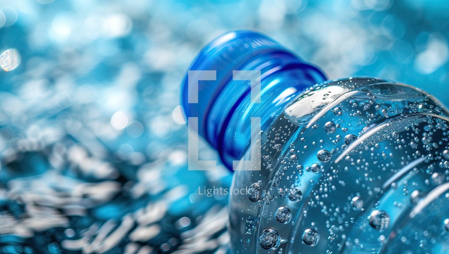 Close up of a plastic mineral water bottle