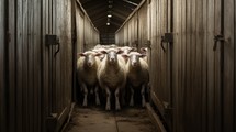Sheep in a stable in the Netherlands, Holland, Europe.