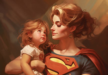 Super Mom with her child