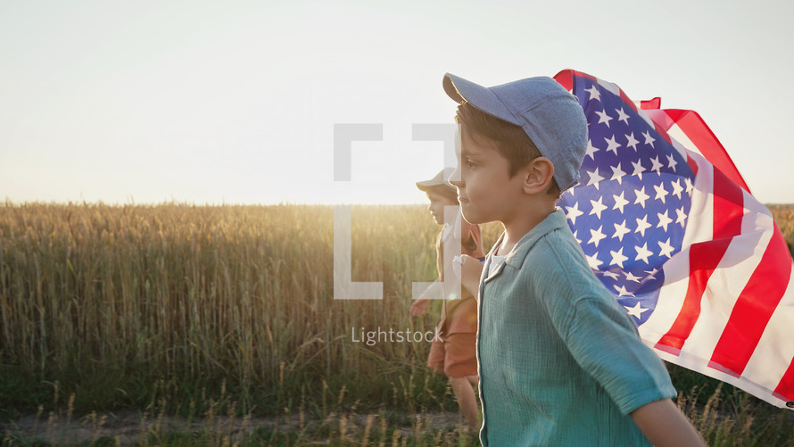 Boys with an American Flag