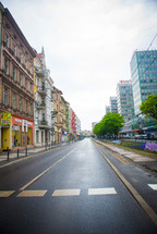 A really cool perspective shot of an empty street in Poland.
