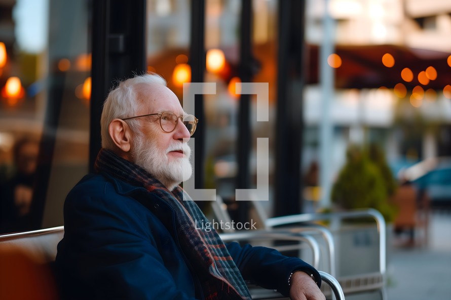 Grandpa Relaxing at a Coffee Shop