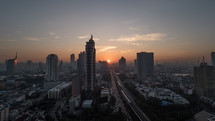 Bangkok cityscape at sunset, Thailand