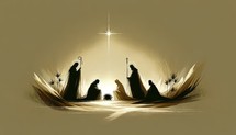 The Epiphany. Three wise men visiting Baby Jesus