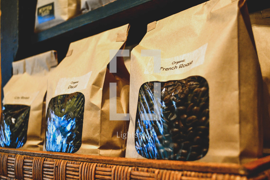 coffee beans in bags 