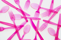pink plastic cutlery 