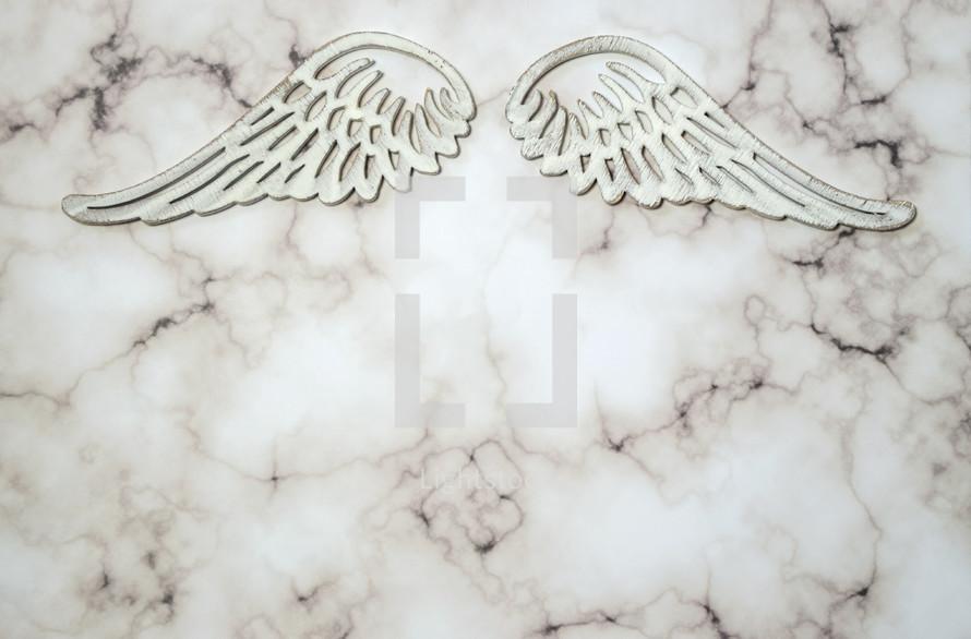 angel wings on marble 
