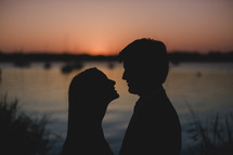 silhouette of a couple in love