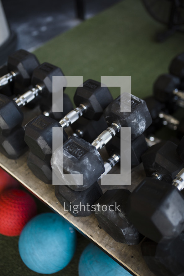 weights in a gym