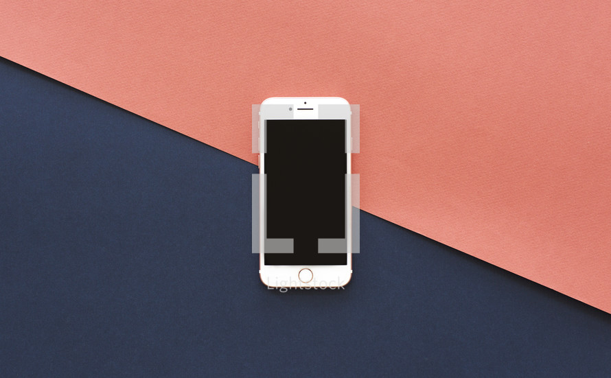 iPhone on a red and navy background 