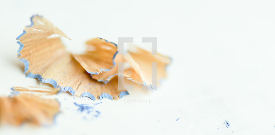pencil shavings on a white background 