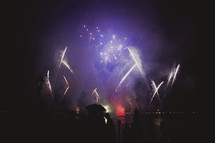 fireworks bursting in the night sky