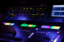 Digital soundboard controls sliders channel mixer audio performance 