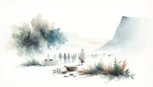 The Passover. Old Testament. Watercolor Biblical Illustration