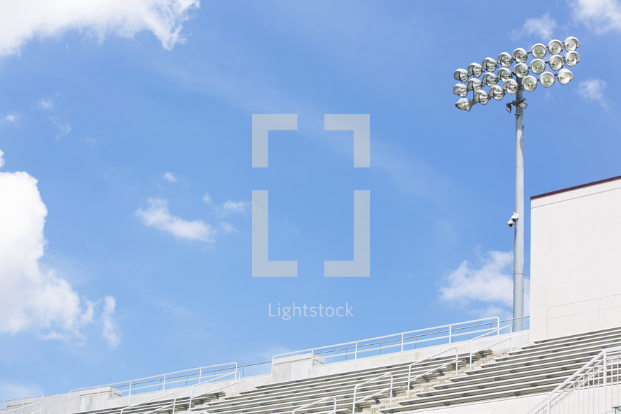 bleachers and stadium lights 