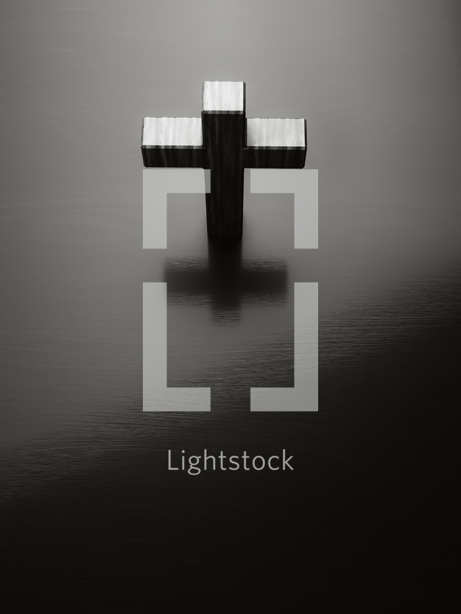 black cross symbol with space for text 3D illustration
